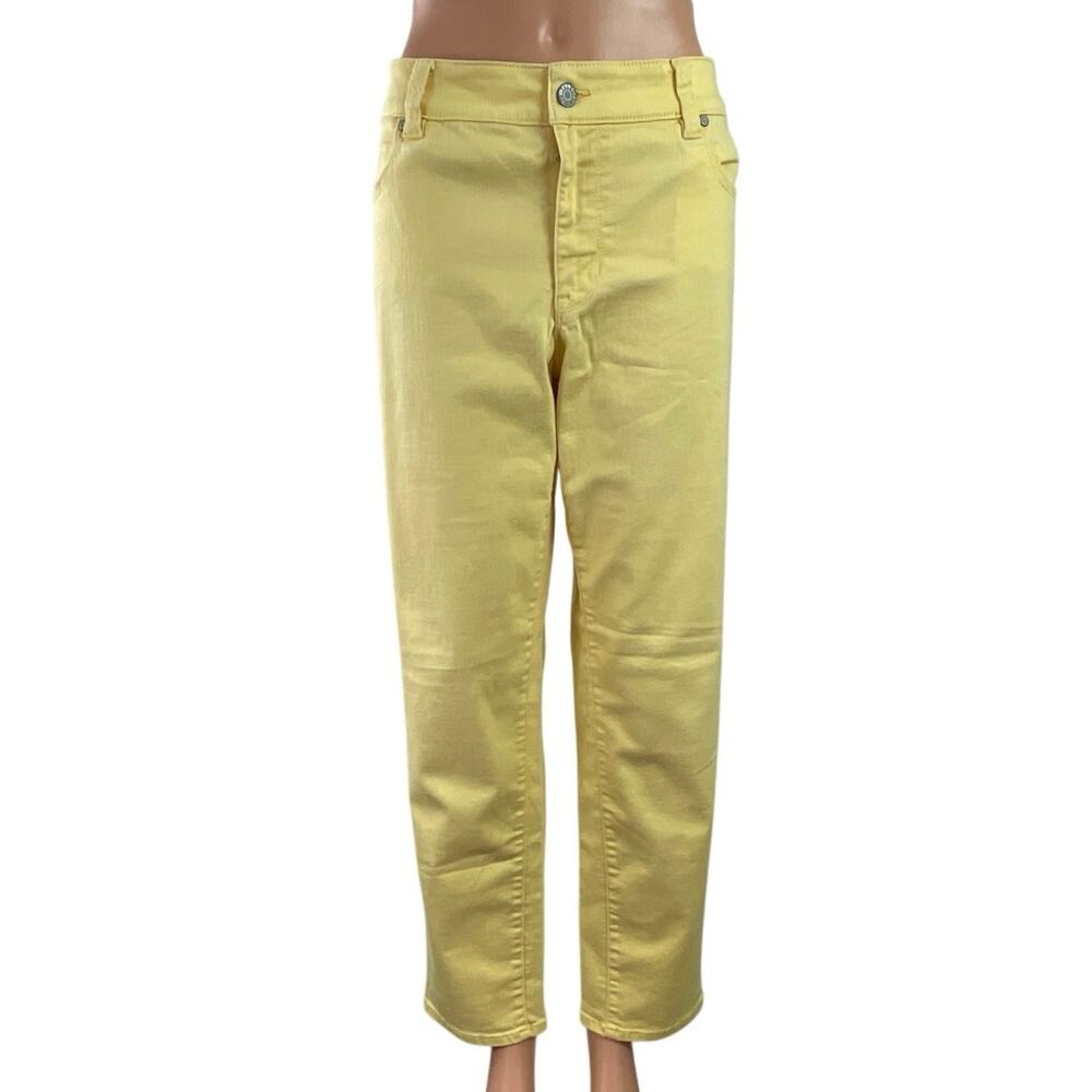 Talbots Women's Yellow High Waisted Straight Leg Boyfriend Denim Jeans Pants 14